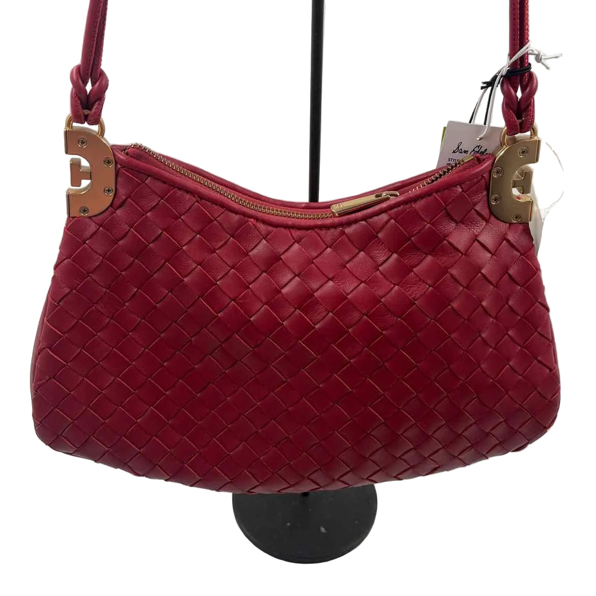 NWT SAM EDELMAN Woven Red Leather Shoulder Bag Purse