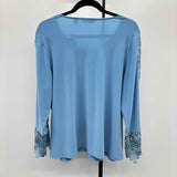 Dennis Basso Women's Size L Blue Lace Long Sleeve Shirt