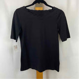Talbots Women's Size XSP Black Solid Short Sleeve Shirt
