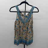 Hailey & CO Women's Size S Ivory Floral Sleeveless Shirt