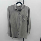 Chico's Women's Size L Gray Solid Long Sleeve Shirt