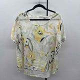 Rachel Zoe Women's Size 2X White Floral Short Sleeve Shirt