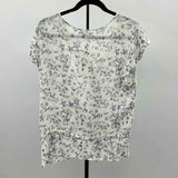 Vince Camuto Women's Size L Blue Floral Short Sleeve Shirt