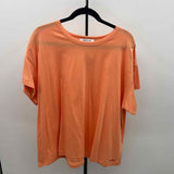 peace love world Women's Size 1X Peach Solid Short Sleeve Shirt