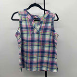 Talbots Women's Size S Blue Plaid Sleeveless Shirt