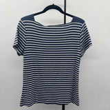 Jones & Co. Women's Size XL Blue Stripe Short Sleeve Shirt