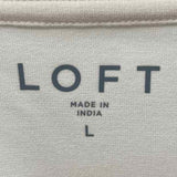 Loft Women's Size L Ivory dotted Long Sleeve Shirt