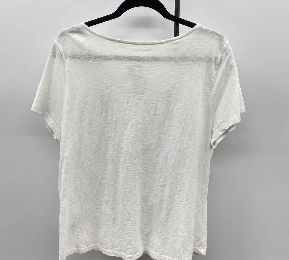 Charter Club Women's Size L White Embroidered Short Sleeve Shirt