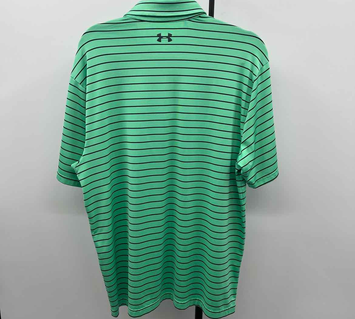 Under Armour Men's Size L Green Striped Short Sleeve Shirt