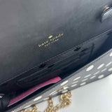 Interior KATE SPADE Black & White CHEERS CHARMING DOT Flap-Front Crossbody Purse w/Chain Strap