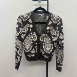 Ophelia Roe Women's Size S Charcoal Paisley Cardigan