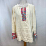 Tory Burch Women's Size S Cream Embroidered Tunic
