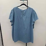 Lane Bryant Women's Size 4X Chambray Laser Cut Short Sleeve Shirt