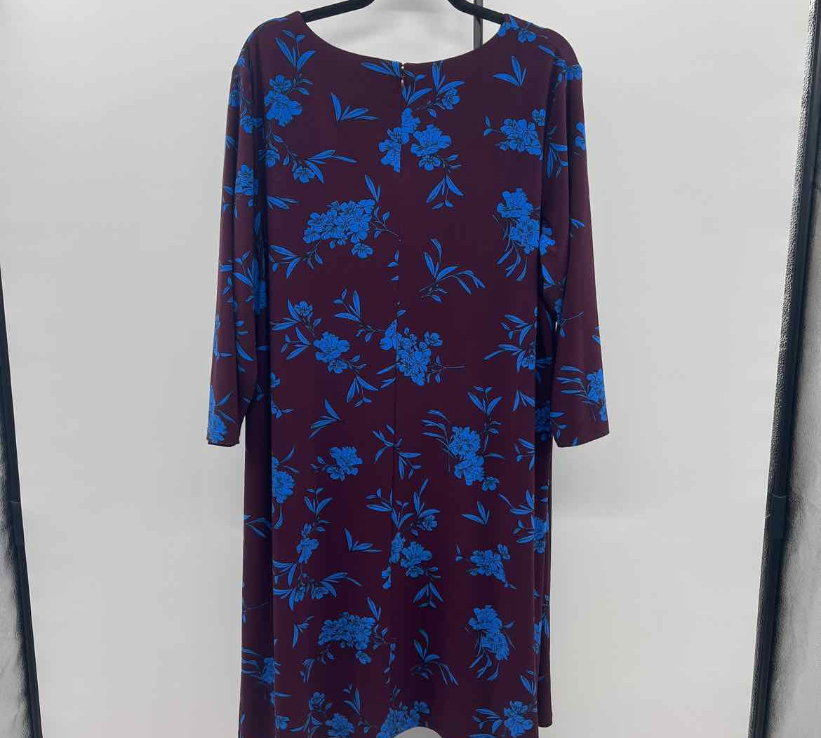 Ralph Lauren Women's Size 18W Wine Floral Dress