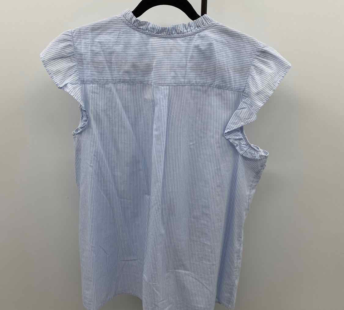 Loft Women's Size XL Blue Stripe Short Sleeve Shirt