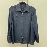 Talbots Women's Size 1XP Navy Eyelet Long Sleeve Shirt