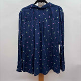 Talbots Women's Size 3X Navy Palm Trees Long Sleeve Shirt