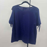 Caribbean Joe Women's Size XL Navy Flamingo Short Sleeve Shirt