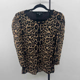 Inc Women's Size M Brown Animal Print Long Sleeve Shirt