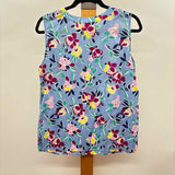 Talbots Women's Size M Blue Floral Sleeveless Shirt