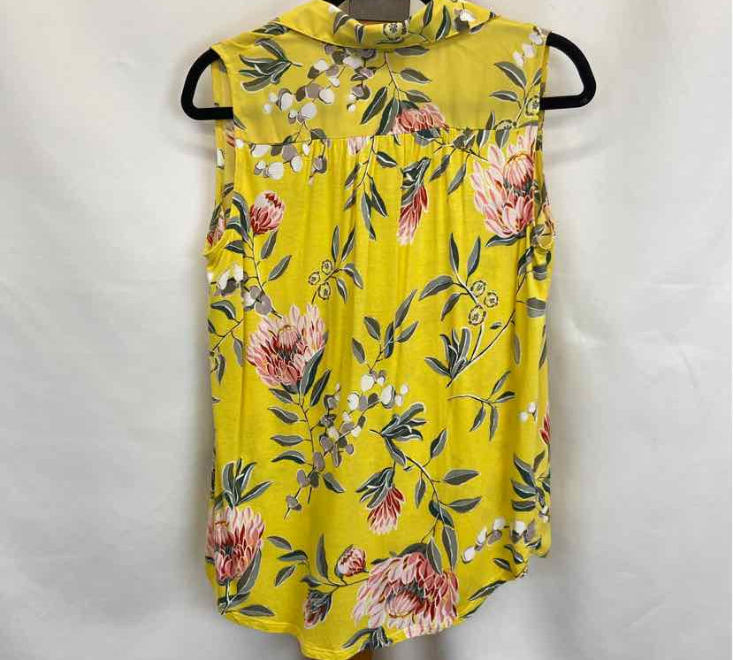 Loft Women's Size M Yellow Floral Sleeveless Shirt