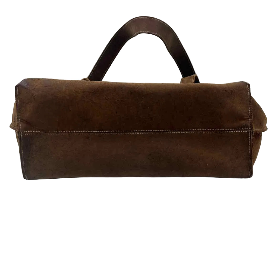 Bottom KIKO Brown Distressed Leather Handled ON THE GO Tote Bag Purse