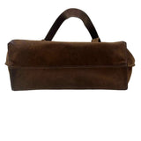 Bottom KIKO Brown Distressed Leather Handled ON THE GO Tote Bag Purse