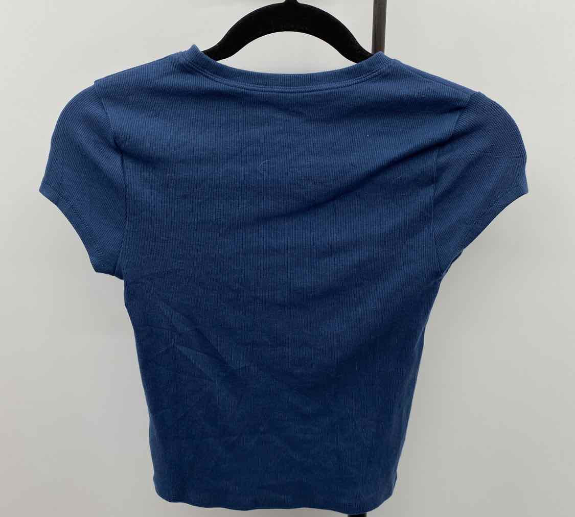 PacSun Junior's Size XS Blue Ribbed Short Sleeve Shirt
