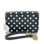 Back KATE SPADE Black & White CHEERS CHARMING DOT Flap-Front Crossbody Purse w/Chain Strap