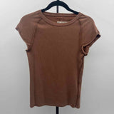 We the Free Junior's Size XL Brown Ribbed Short Sleeve Shirt