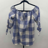 Vanilla bay Women's Size S Blue Checkered Short Sleeve Shirt