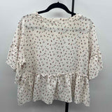 Altar'd State Junior's Size L Ivory Floral Short Sleeve Shirt