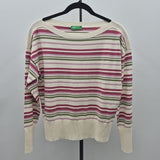 Benetton Women's Size S Ivory Stripe Sweater