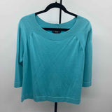 Per Se Women's Size XL Aqua Solid Sweater