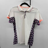 Antigua Women's Size L White Abstract Short Sleeve Shirt