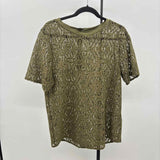 Banana Republic Women's Size XL Green Lace Short Sleeve Shirt