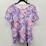 Talbots Women's Size M Pink Paisley Short Sleeve Shirt