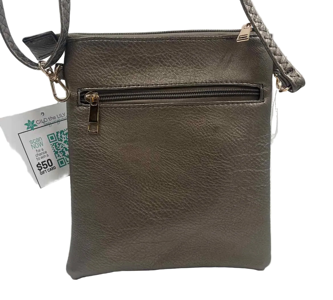 MICHAEL KORS Bronze Pebble Leather MEDINA Crossbody Purse by MIA K