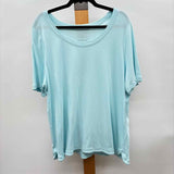 Talbots Women's Size 2X Aqua Solid Short Sleeve Shirt