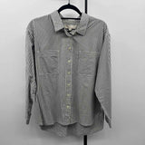 Loft Women's Size LP Charcoal Stripe Long Sleeve Shirt