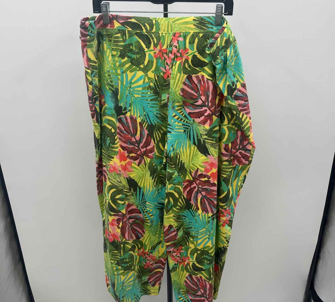 Denim & Co Women's Size 18P Green Floral Pants
