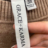 Grace & Karma Women's Size 3X Brown Hearts Sweater