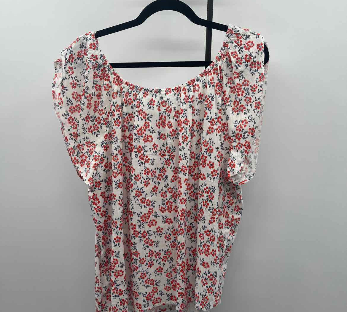 Gap Women's Size XL White Floral Short Sleeve Shirt
