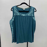 JJill Women's Size 2X Green Floral Sleeveless Shirt