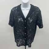 Joie Women's Size S Black Lace Short Sleeve Shirt