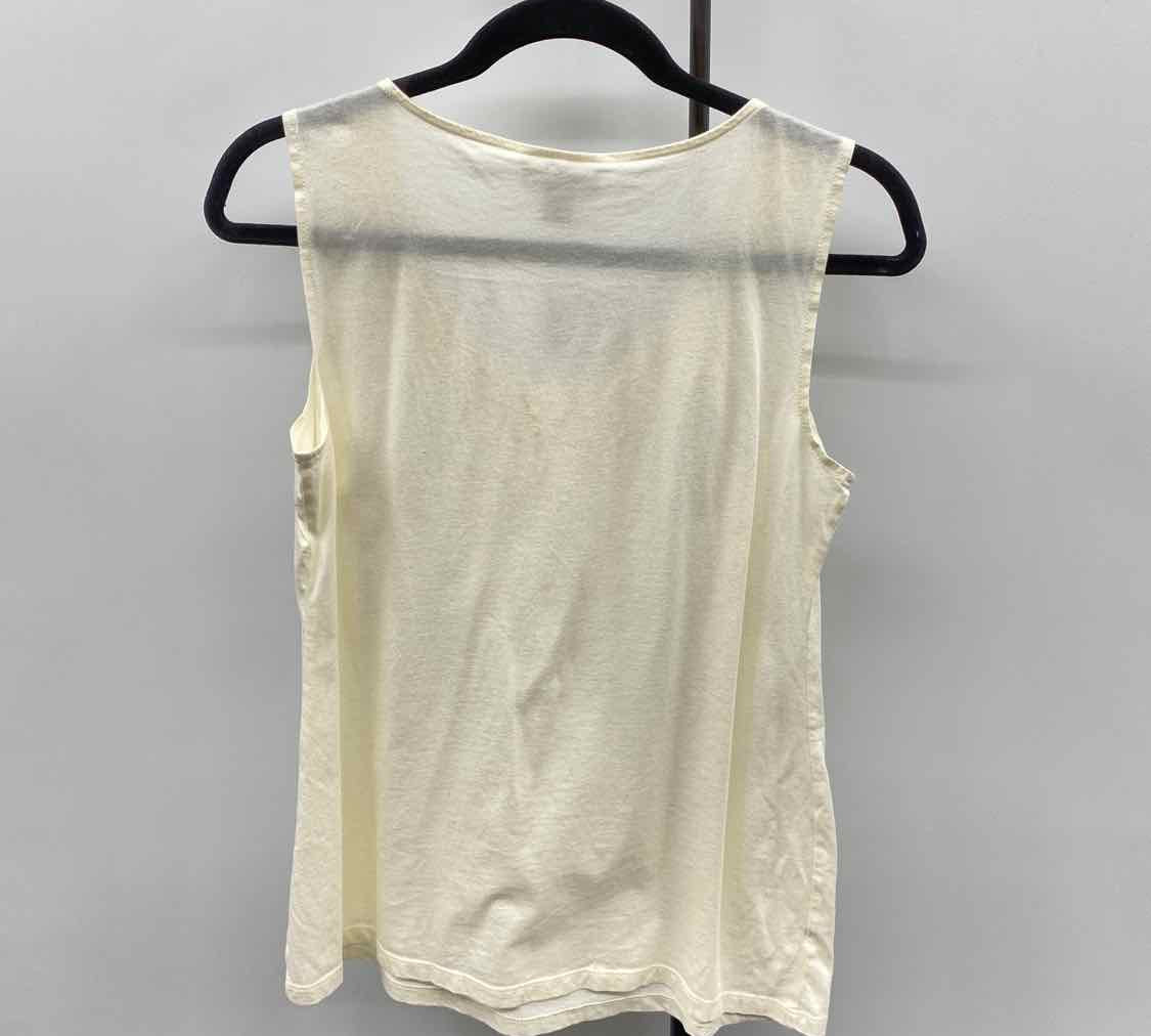 Loft Women's Size M Ivory Solid Sleeveless Shirt