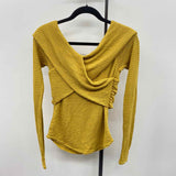 Free People Junior's Size M Yellow Textured Long Sleeve Shirt
