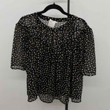 By Together Women's Size S Black Spotted Short Sleeve Shirt