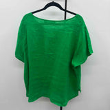 Isaac Mizrahi Women's Size 2X Green Solid Short Sleeve Shirt