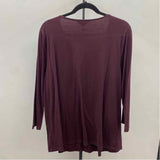 Lands End Women's Size 1X Wine Solid Long Sleeve Shirt